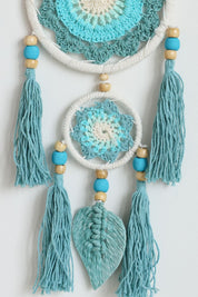 Teal Leaf Tassel Wall Hanging