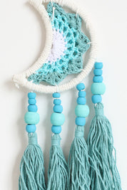 Teal Moon Tassel Small Wall Hanging