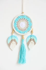 Blue Leaf Tassel Macrame Wall Hanging