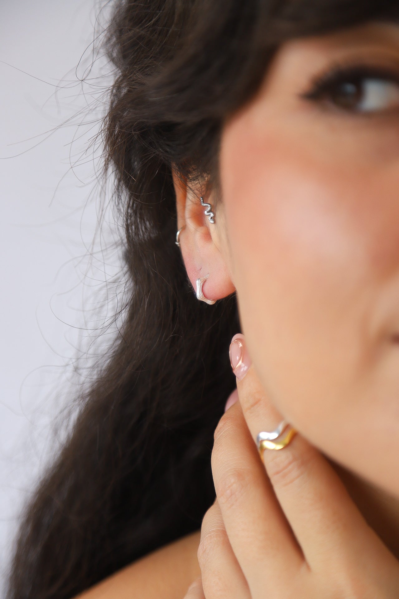 Bamboo Silver Hoops