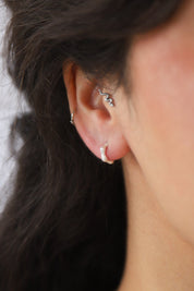 Bamboo Silver Hoops