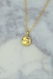 Gold Sun and Moon Necklace