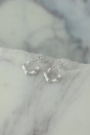 Bamboo Silver Hoops