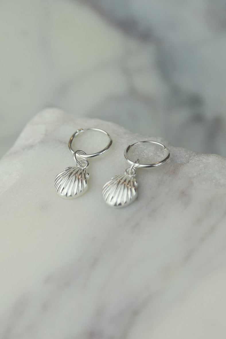 Silver Clam Shell Earrings