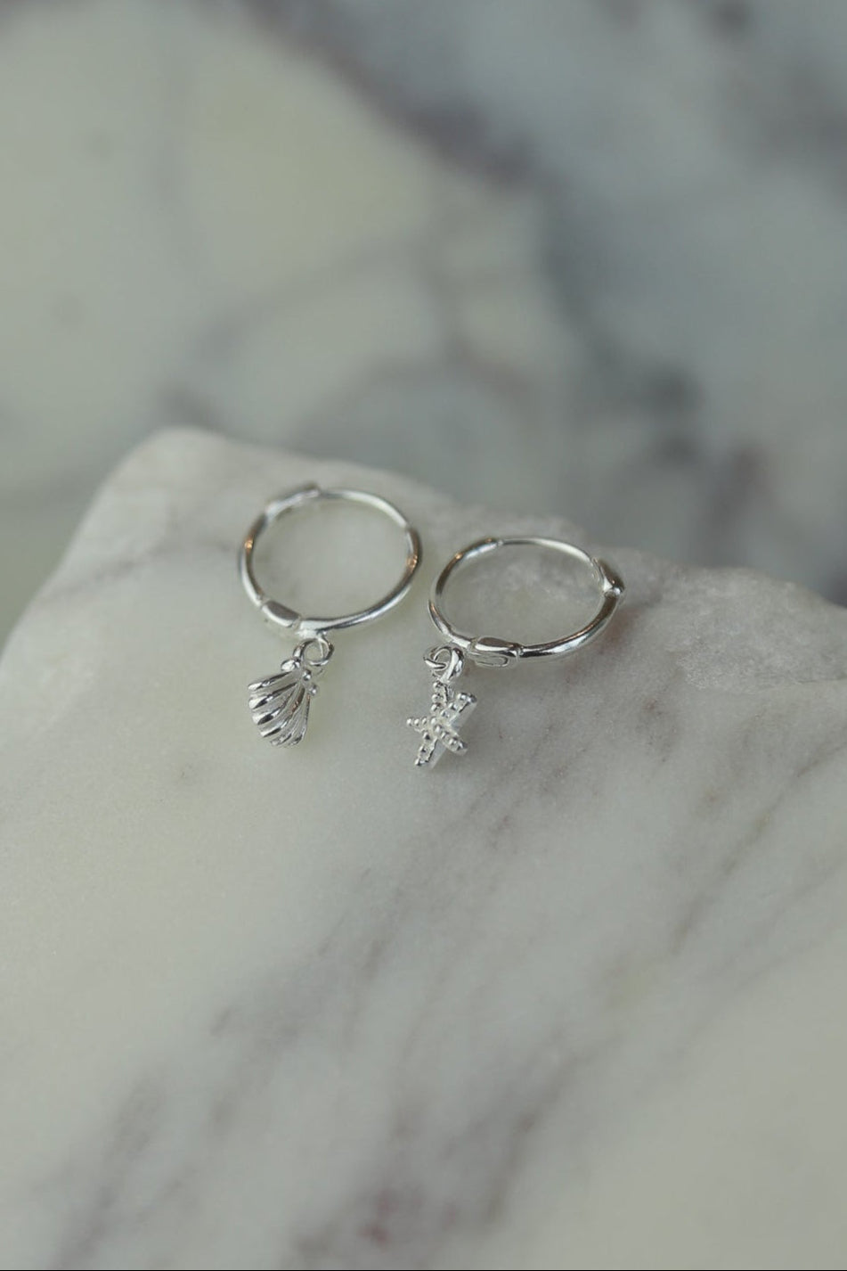 Silver Clam & Star Earrings