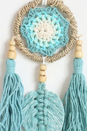 Teal Macrame Leaf Wall Hanging