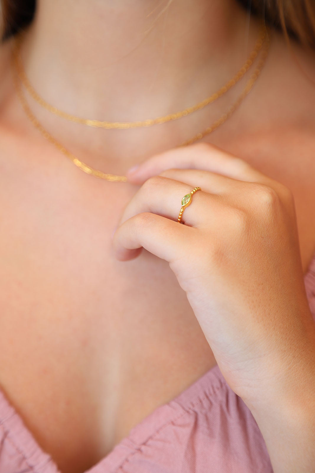 Gold Peridot Oli Tiny Ring