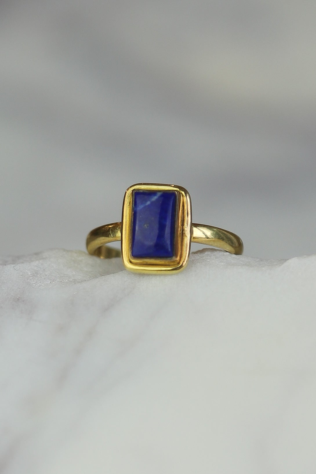 Lapis Gold Ezra Rectangle Ring