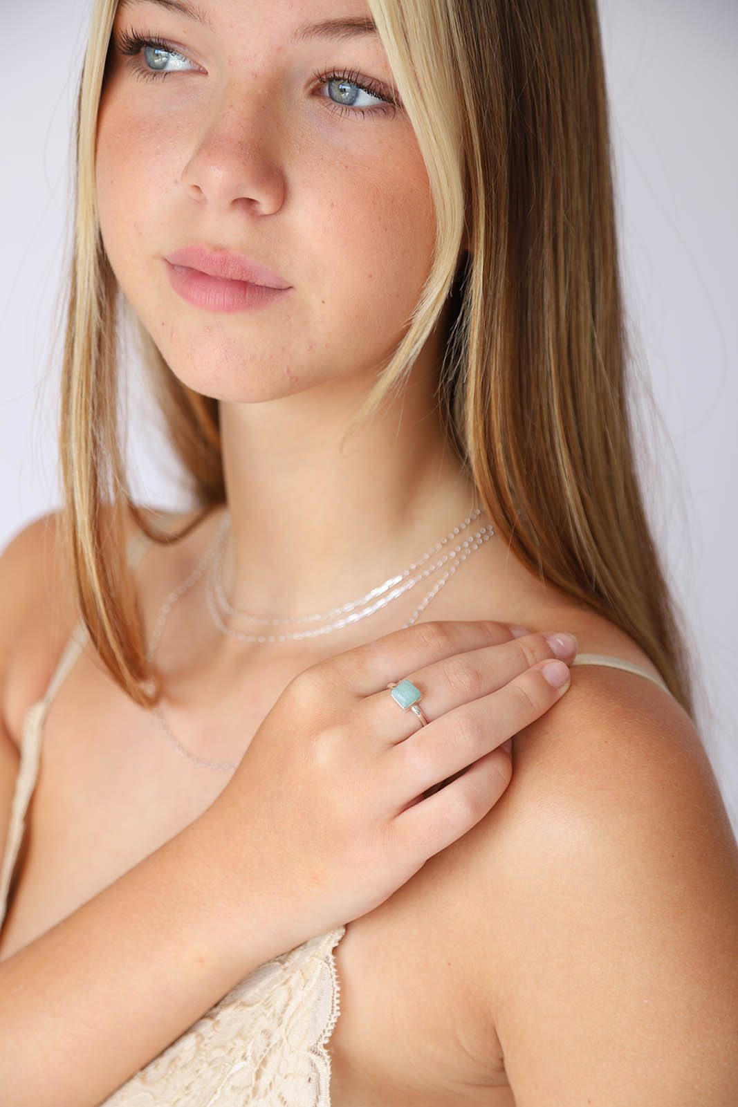 Amazonite Jolie Square Stone Ring