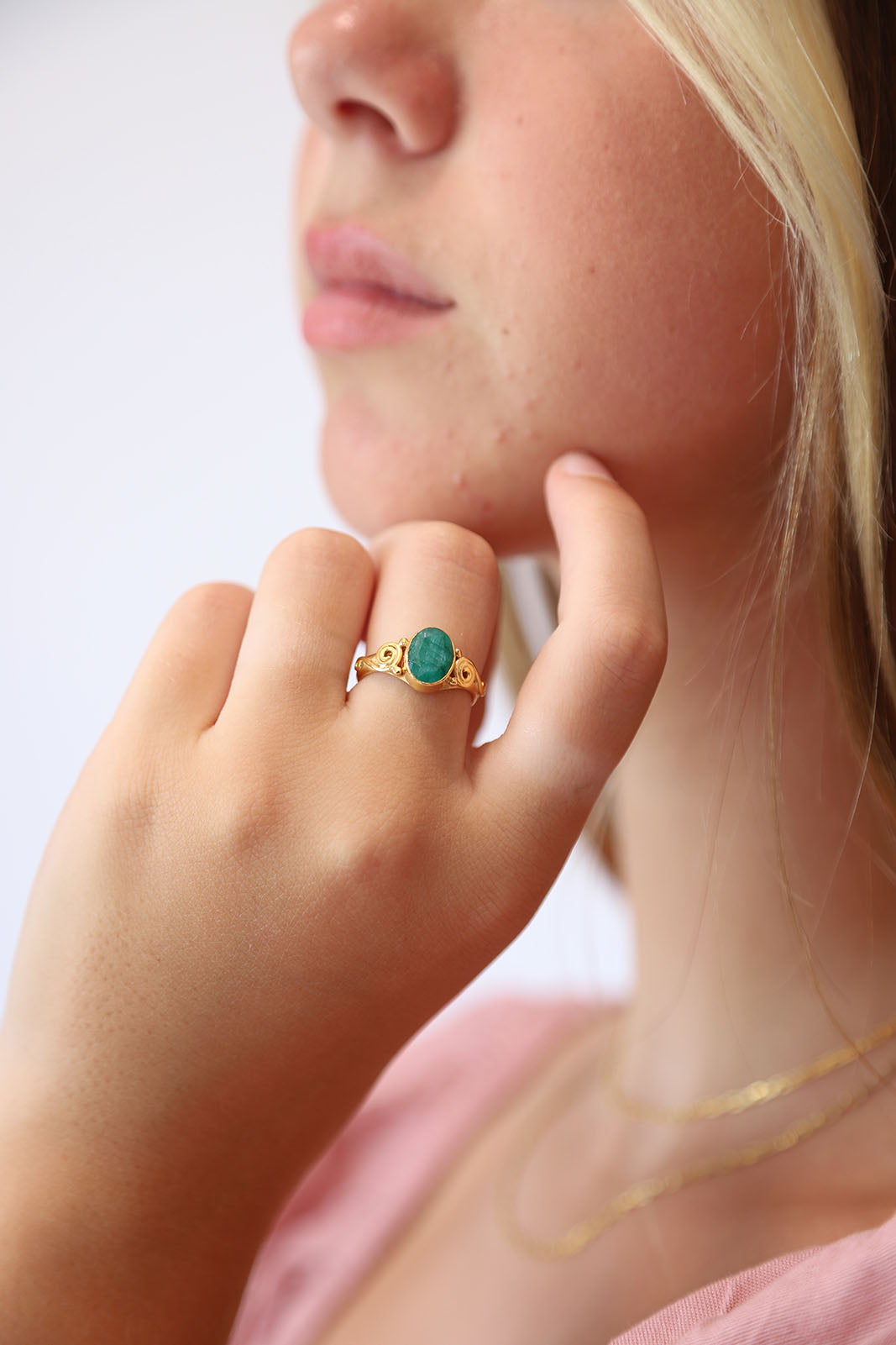 Gold Emerald Asher Ring