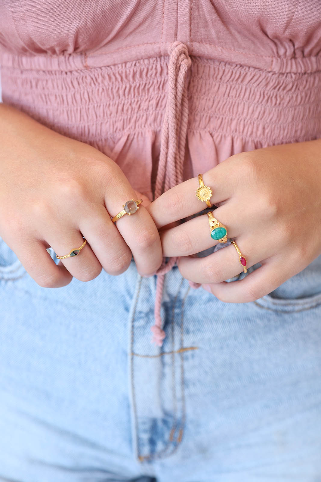 Gold Emerald Asher Ring