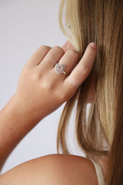 Rose Quartz Mona Tear & Dot Ring