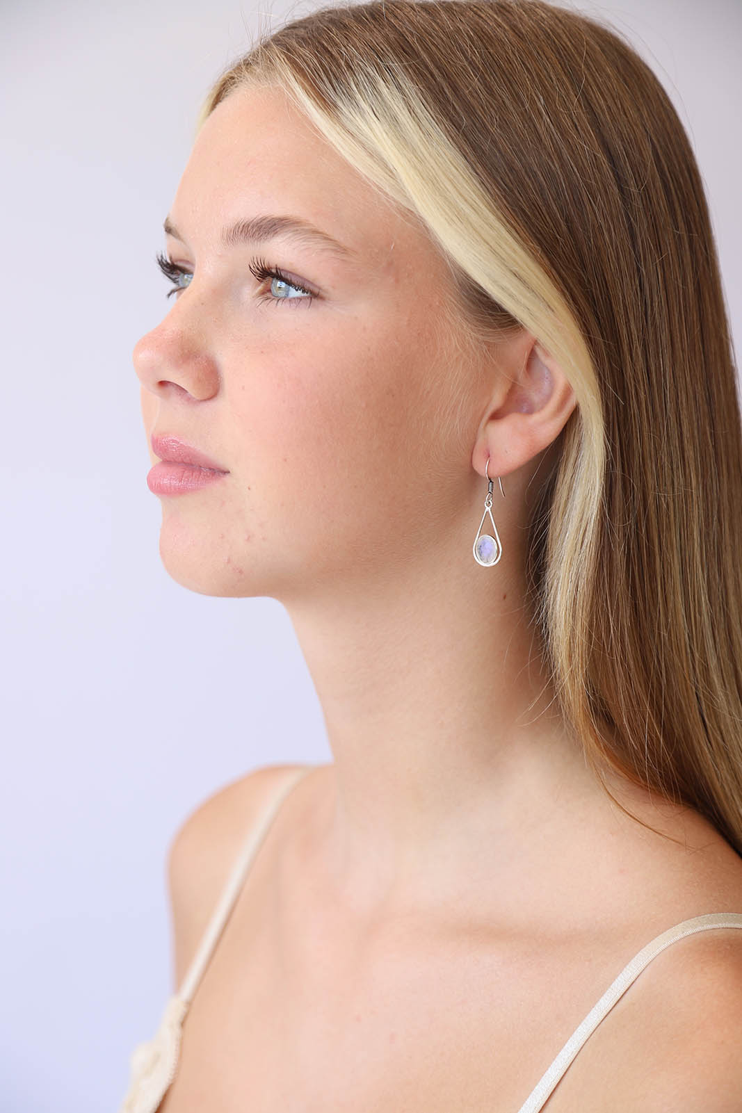 Rainbow Moonstone Teardrop Earrings