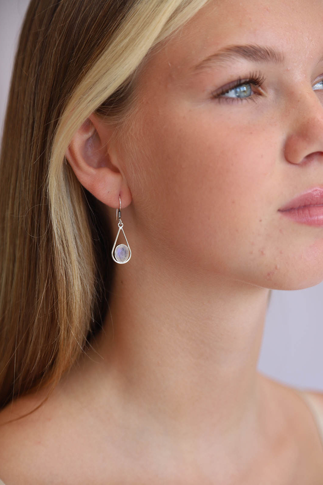 Rainbow Moonstone Teardrop Earrings