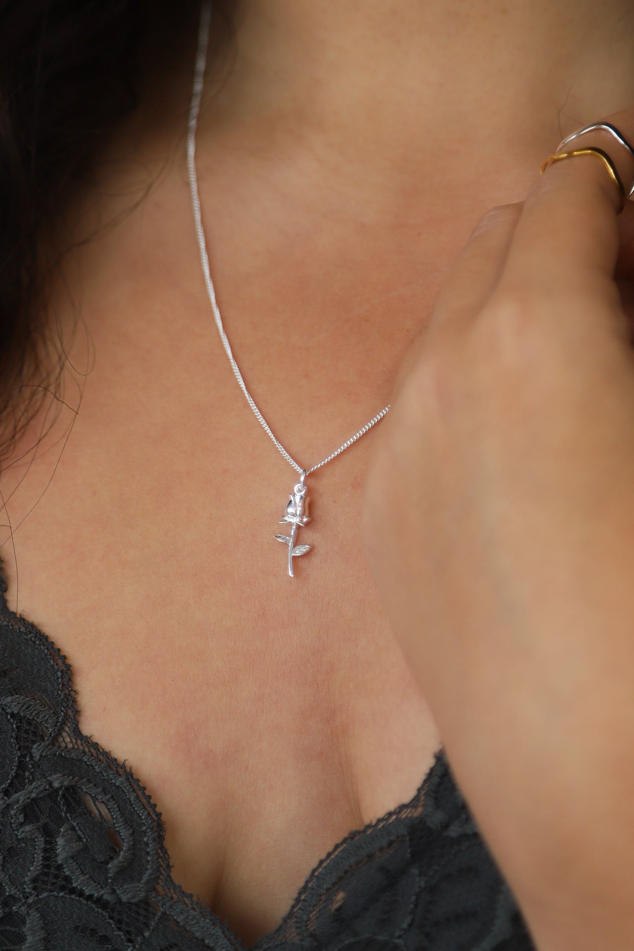 Wild Rose Silver Necklace