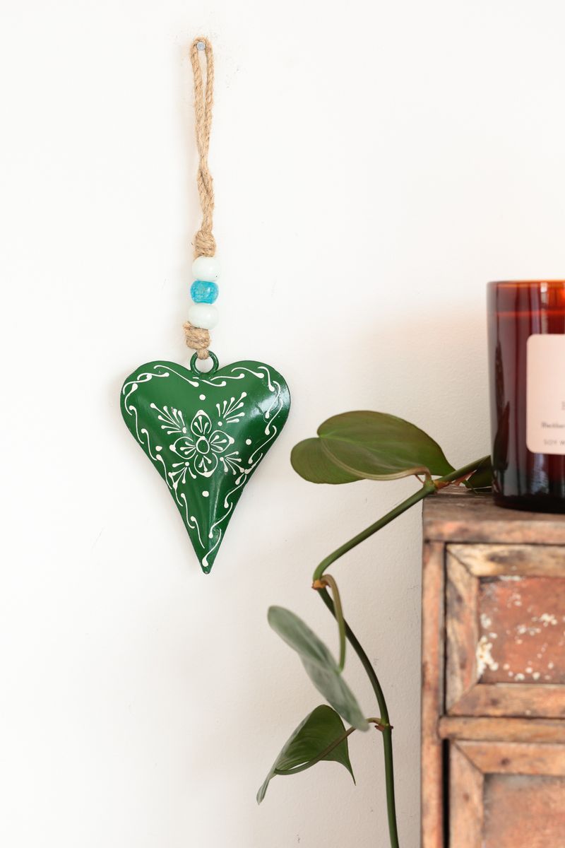 Dark Green Hanging Heart