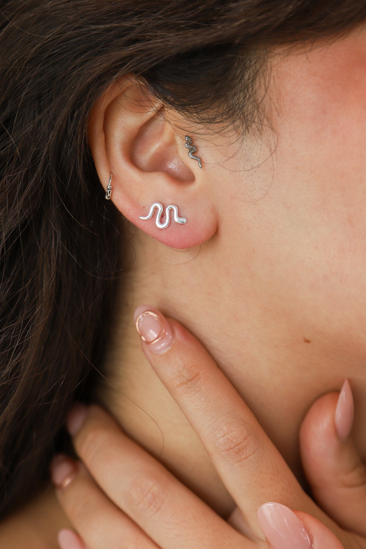Zen Silver Snake Studs