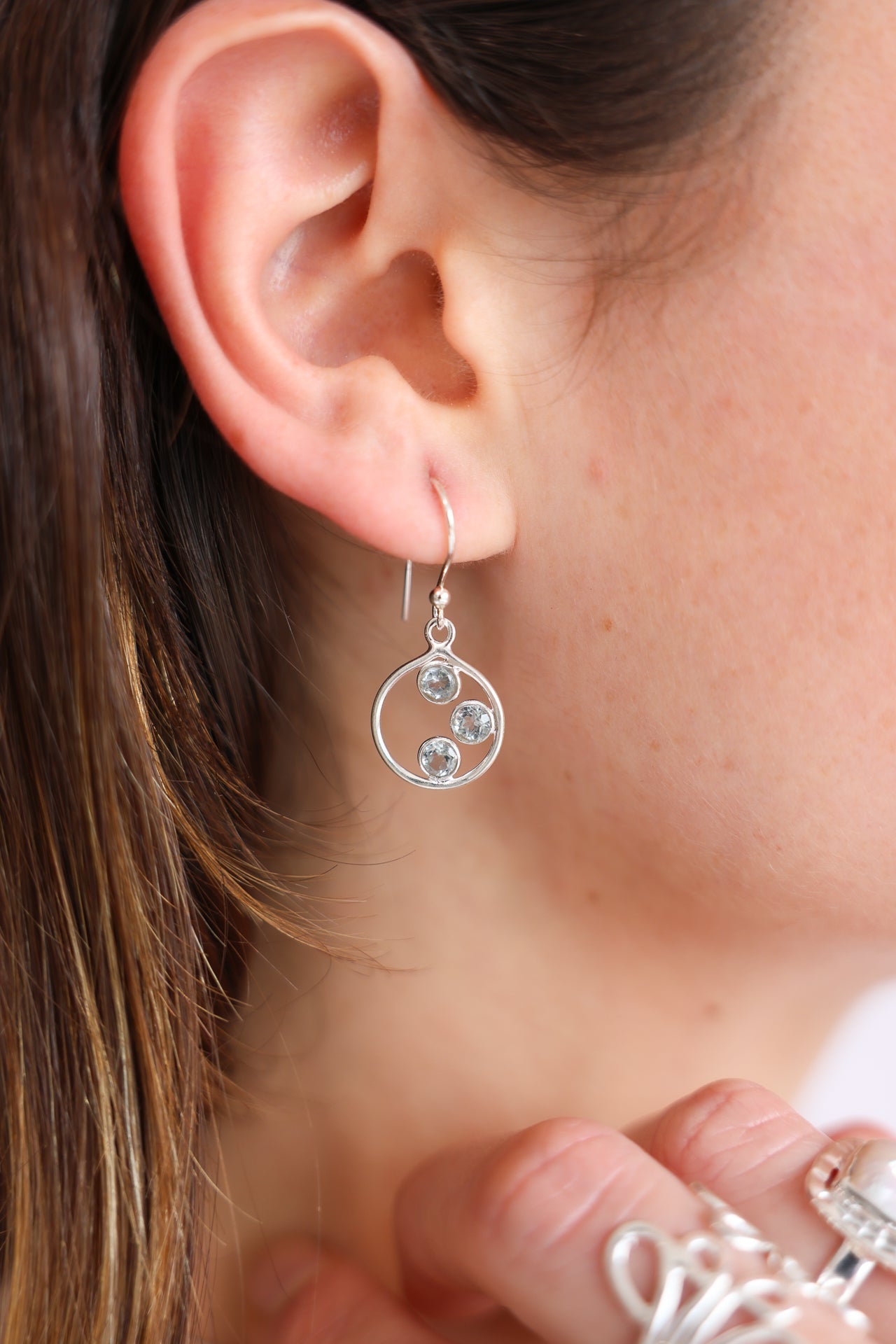 Carlita Triple Stone Drop Earrings