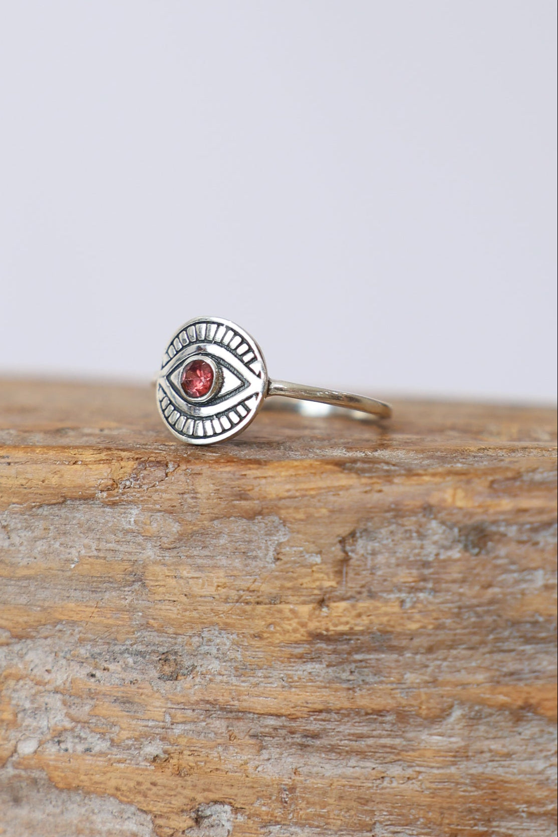 All Seeing Garnet Eye Ring