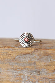 All Seeing Garnet Eye Ring