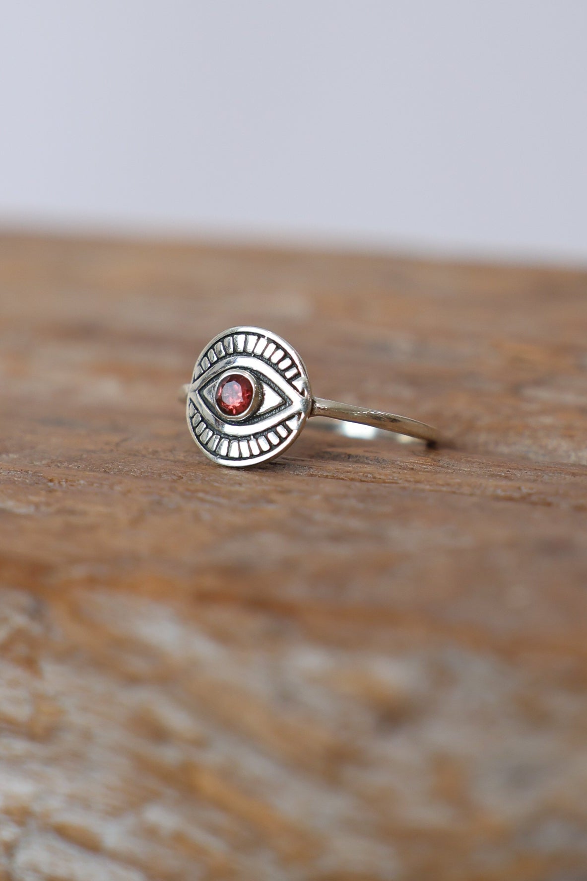 All Seeing Garnet Eye Ring