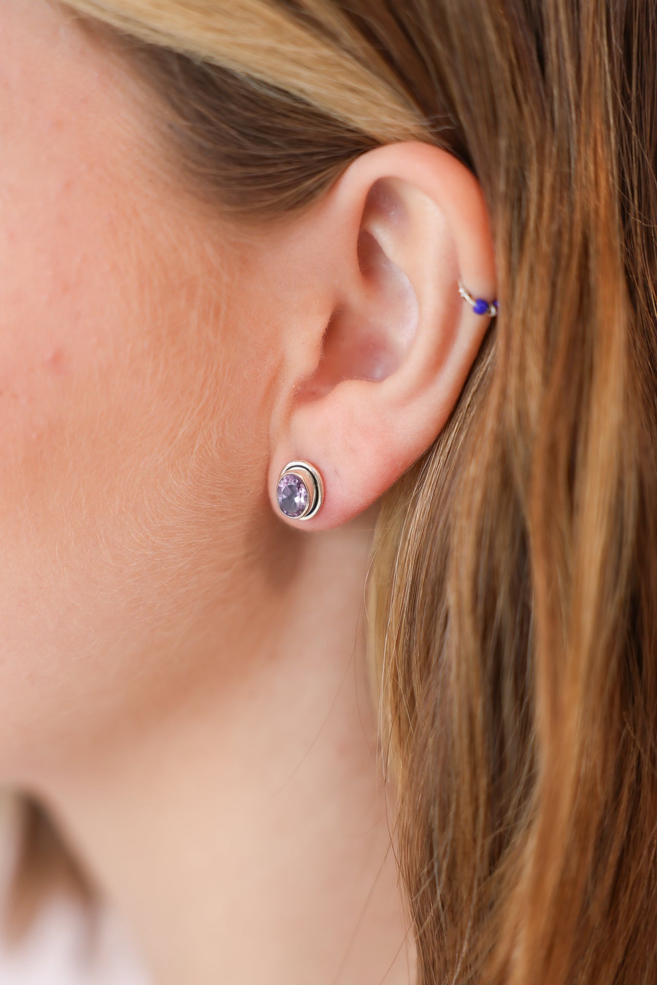 Tanzi Amethyst Oval Studs