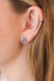 Tanzi Amethyst Oval Studs