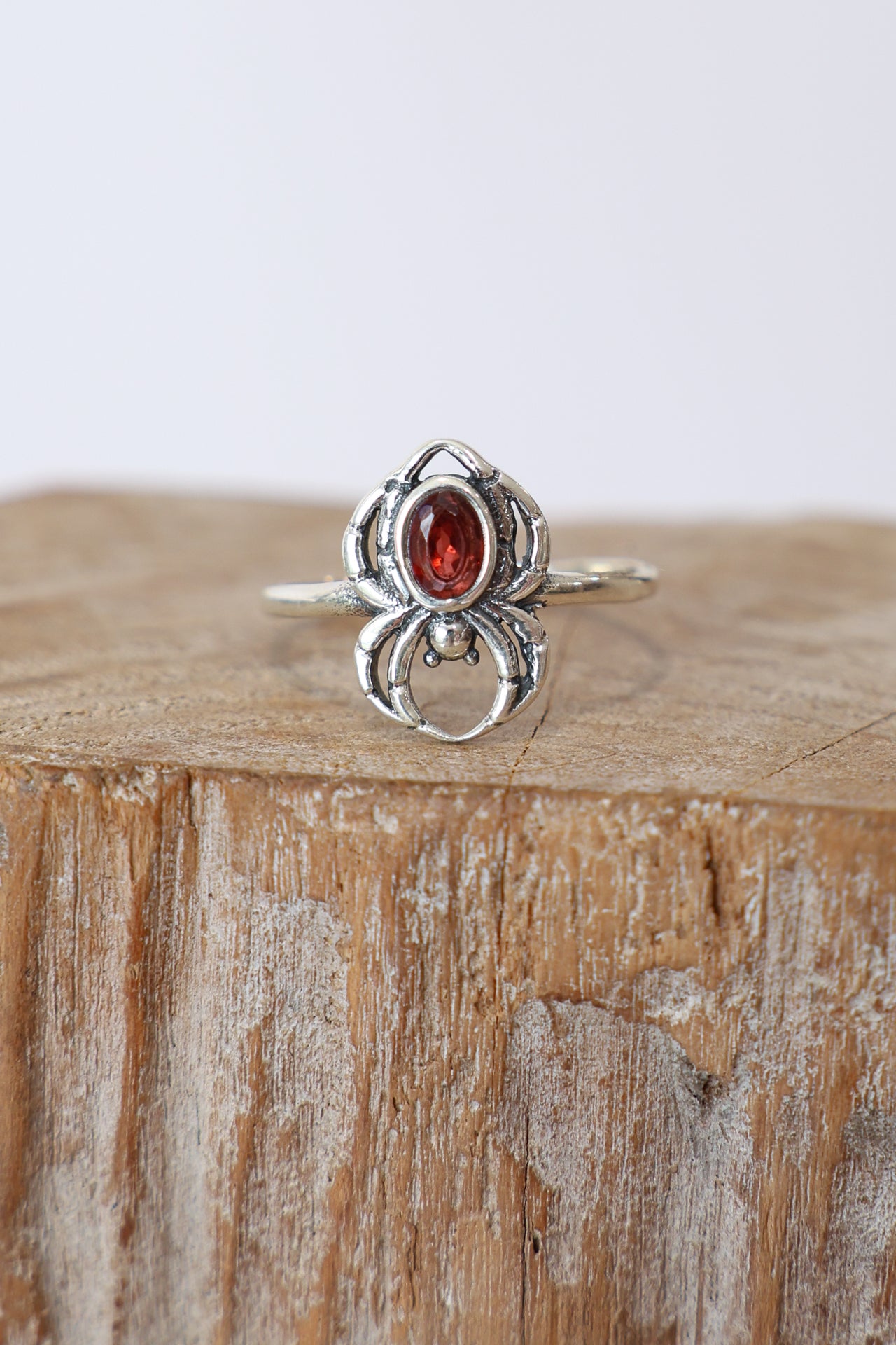 Stoney Garnet Spider Ring