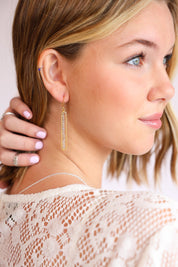 Zaly Beaded Gold Bar Drops