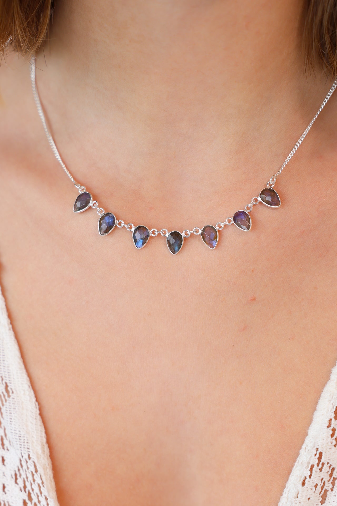 Celeste Teardrop Labradorite Necklace