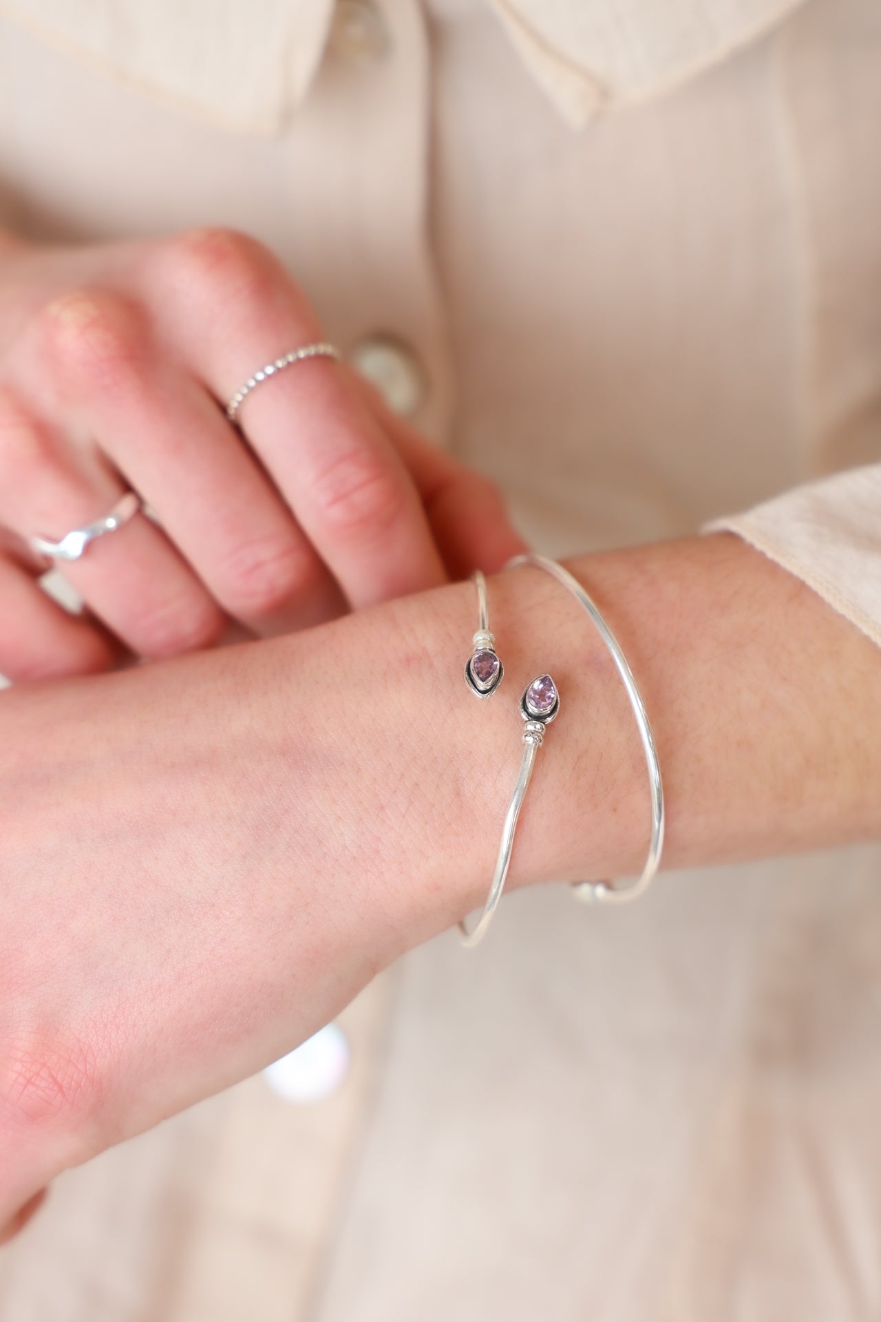 Amethyst Fine Wrap Bracelet