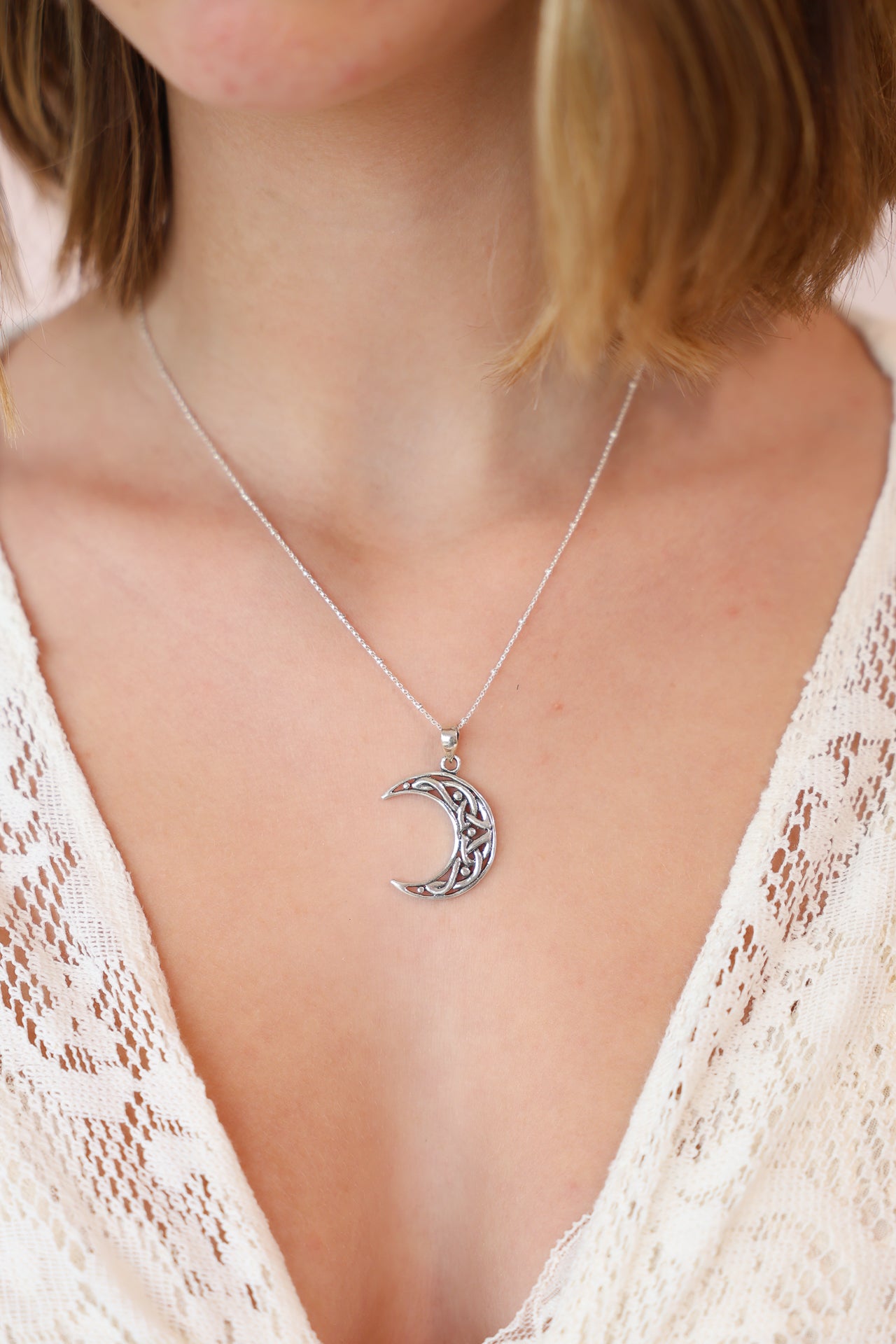 Celtic Crescent Moon Pendant
