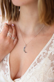 Chakra Crescent Moon Pendant