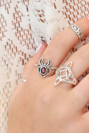 Stoney Garnet Spider Ring