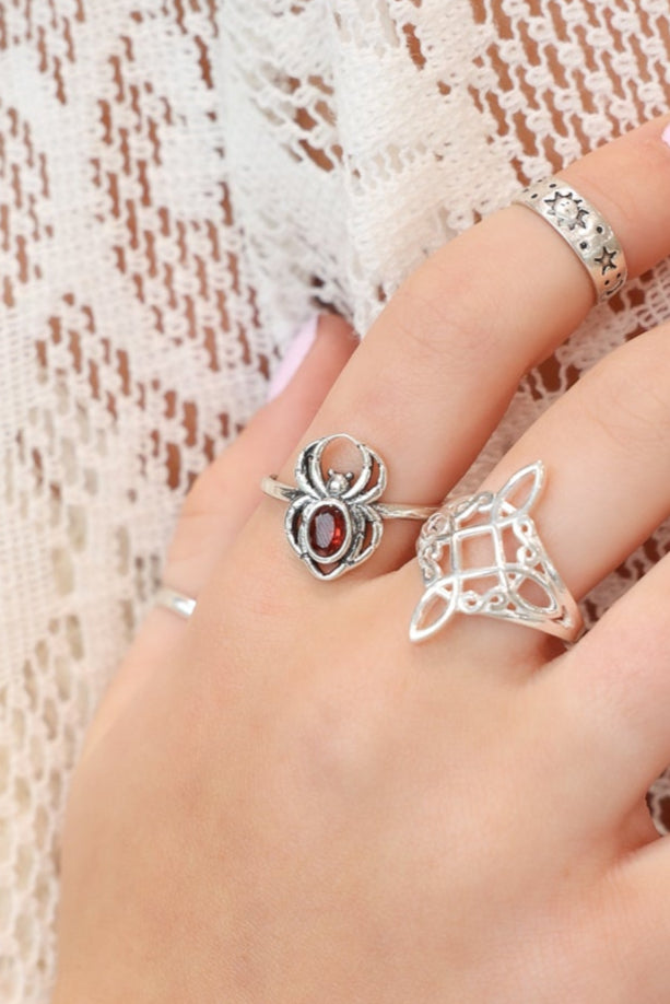 Stoney Garnet Spider Ring