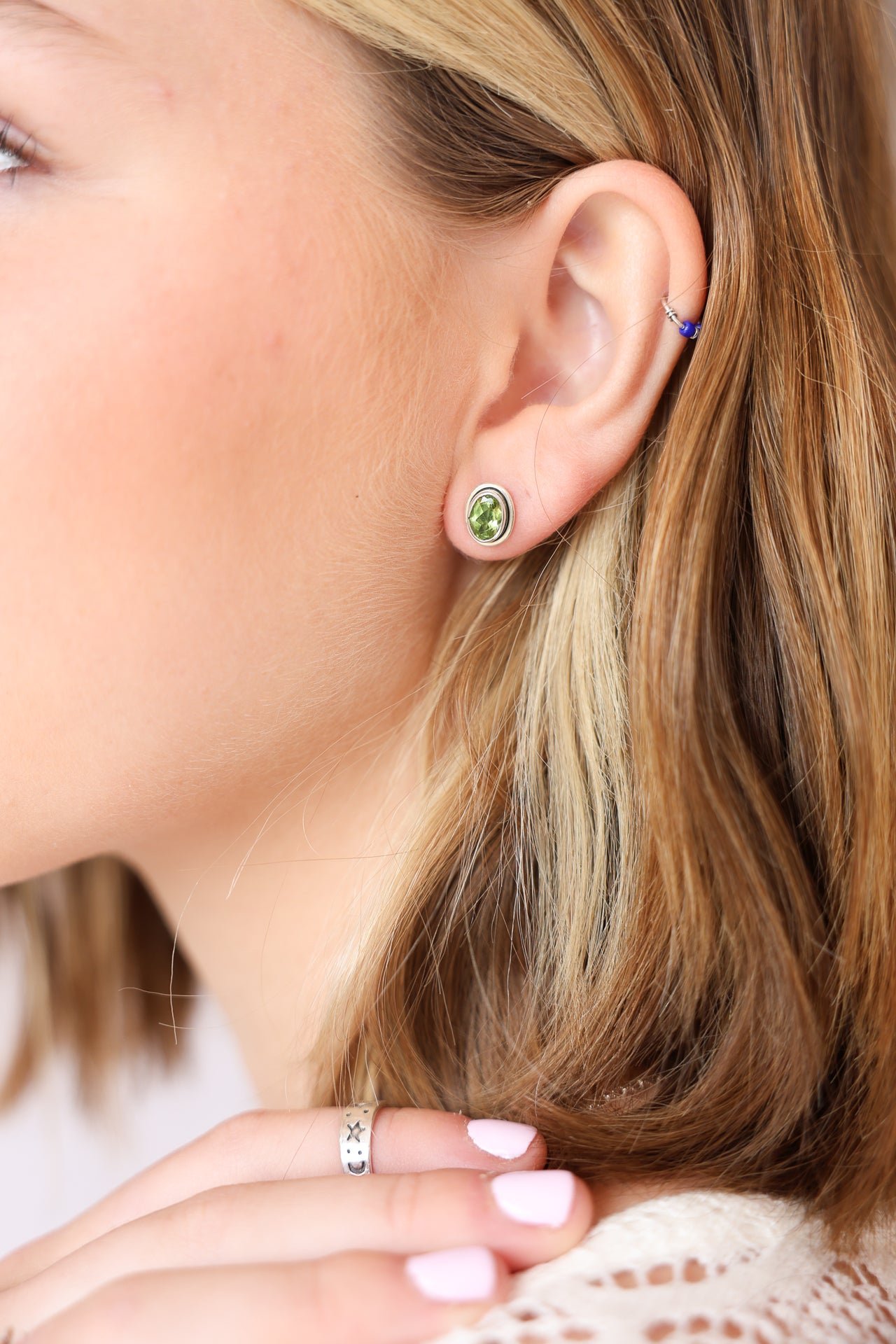 Tanzi Peridot Oval Stone Studs