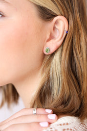 Tanzi Peridot Oval Stone Studs