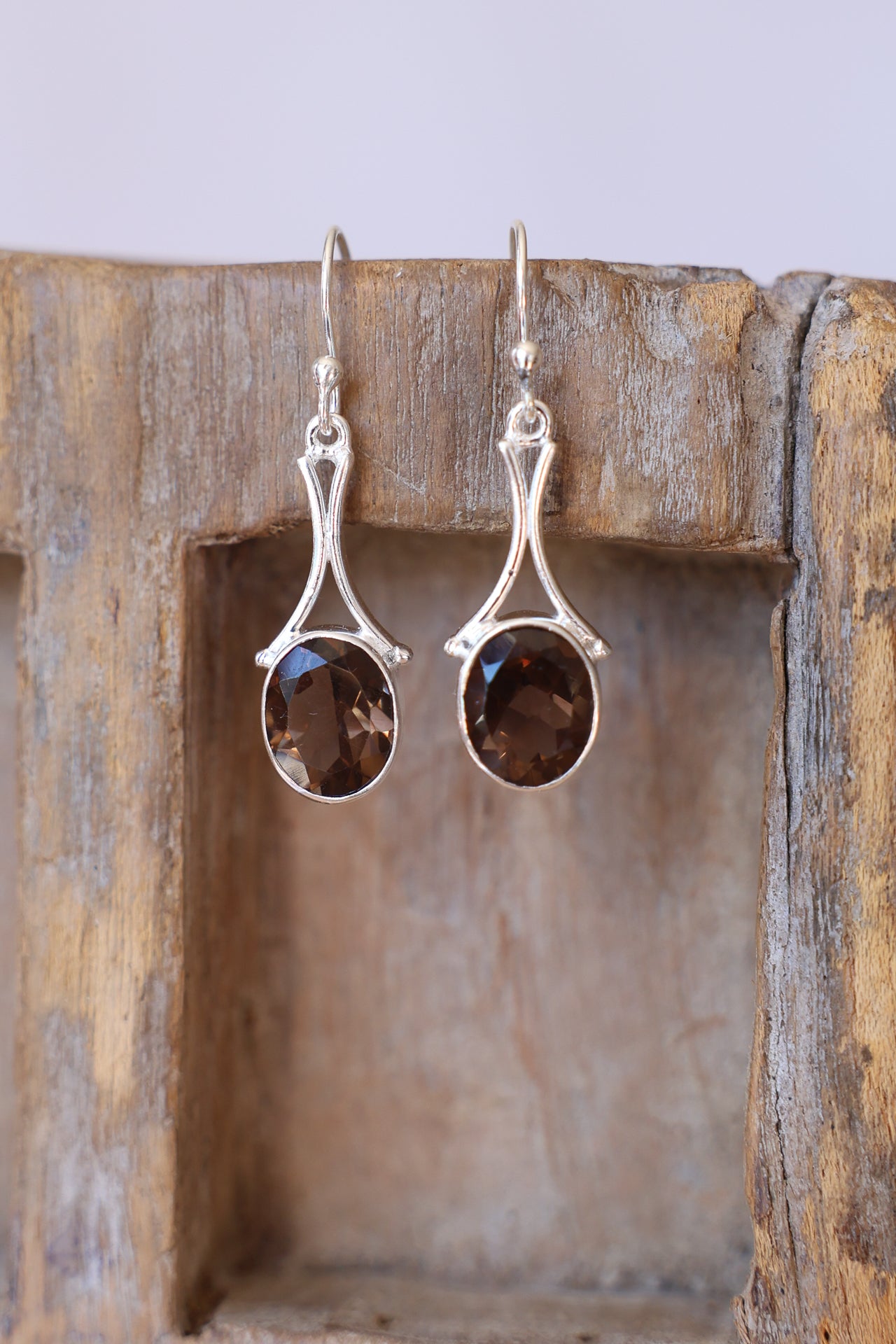 Felisa Smoky Quartz Stone Drop Earrings
