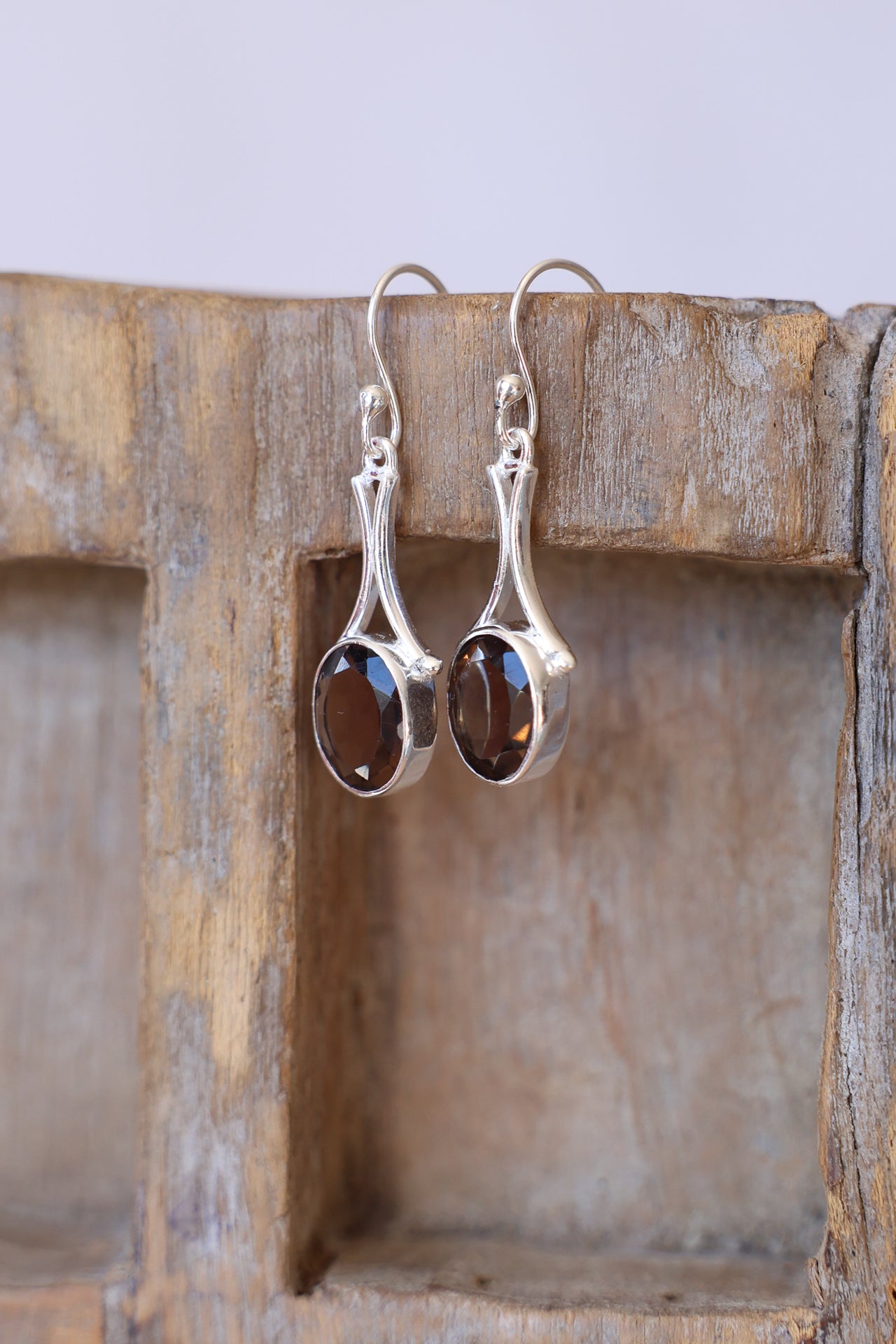 Felisa Smoky Quartz Stone Drop Earrings