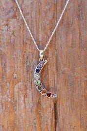 Chakra Crescent Moon Pendant