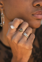 Half Banded Moon Ring