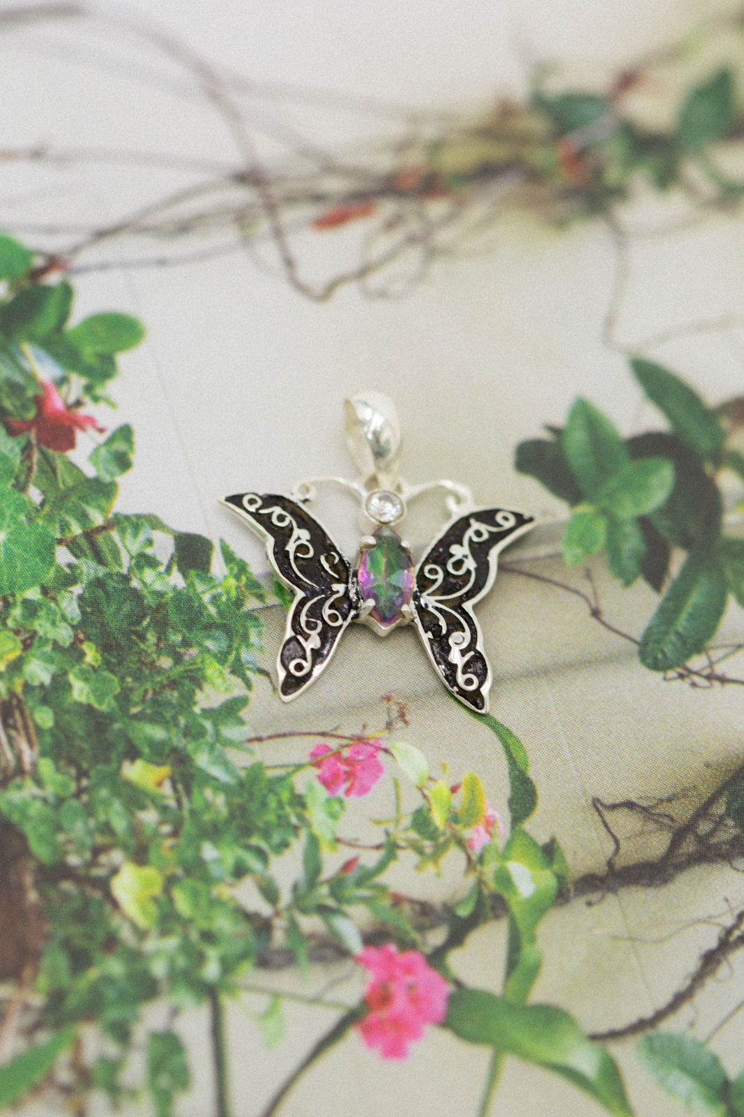 Miah Mystic Topaz Butterfly Pendant Tree of Life