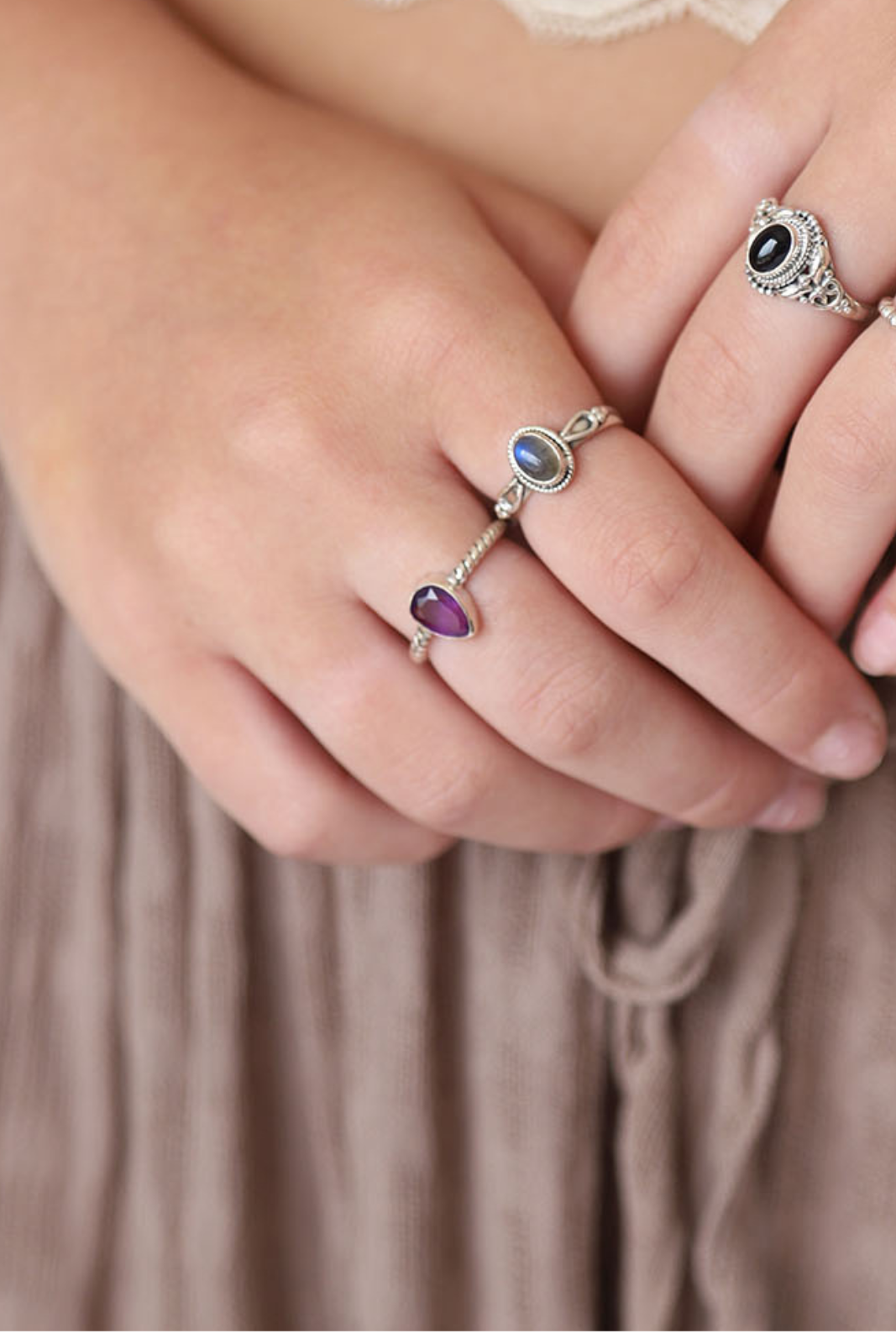 Amethyst Teardrop Cruz Ring