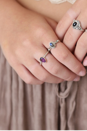 Amethyst Teardrop Cruz Ring