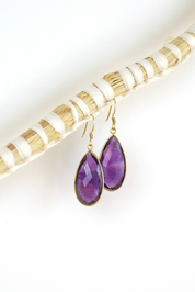 Gold Amethyst Chand Earrings