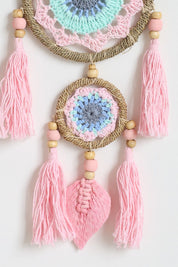 Pink Leaf Tassel Wall Hanging