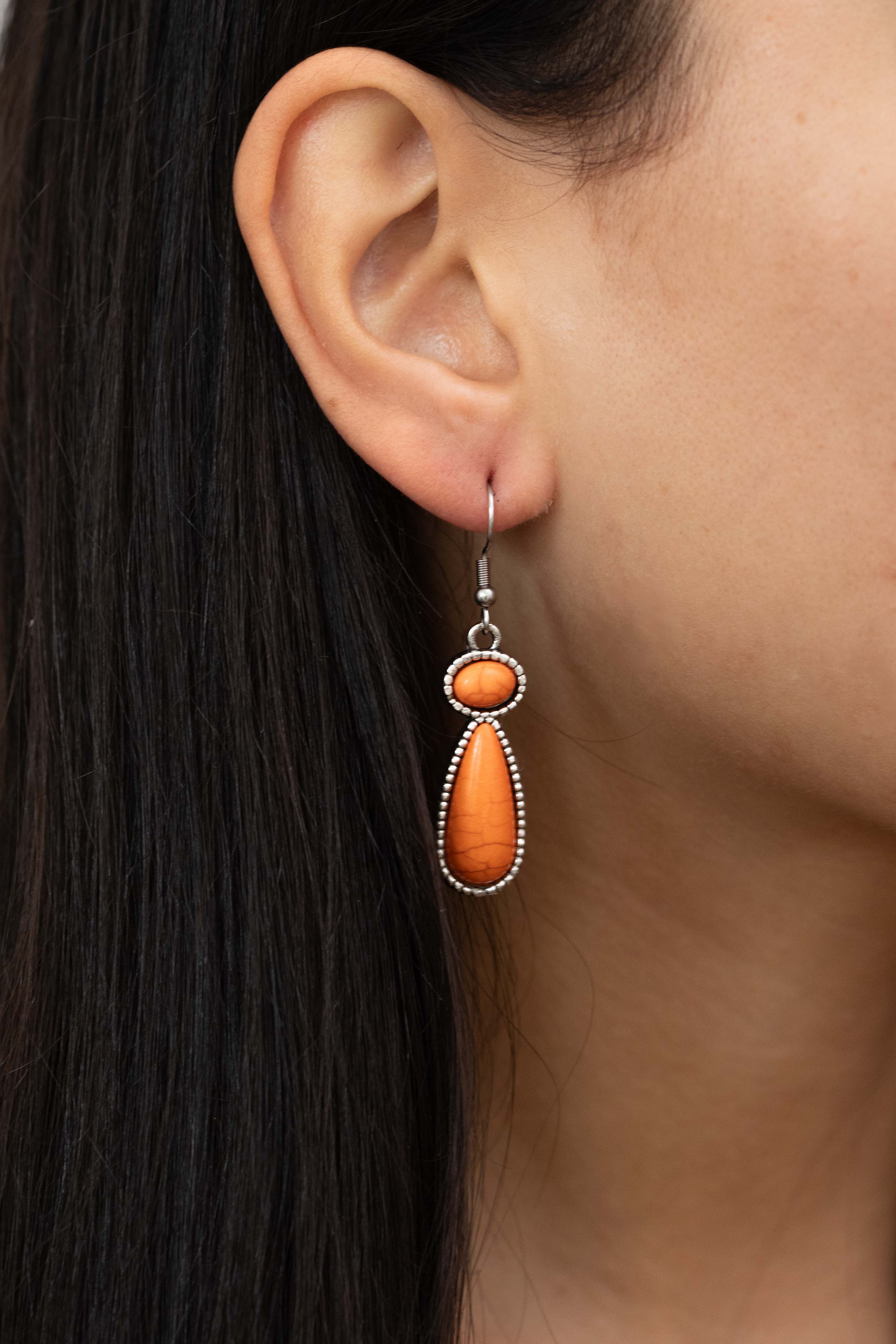 Orange stone store earrings