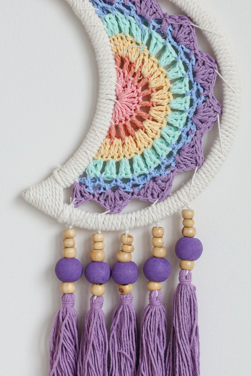 Pastel Moon Tassel Wall Hanging