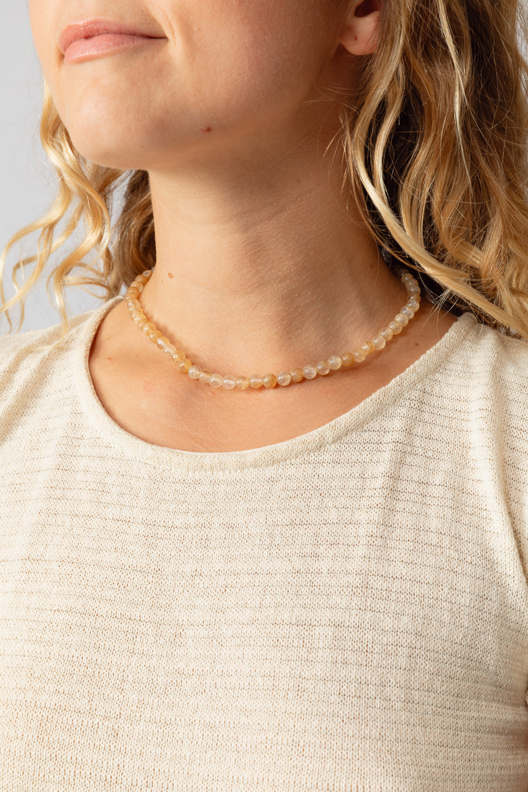 Yellow Stone Beaded Necklace