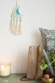 Turquoise Moon Tassel Small Wall Hanging